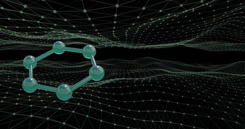 Futuristic molecule visualization with network mesh