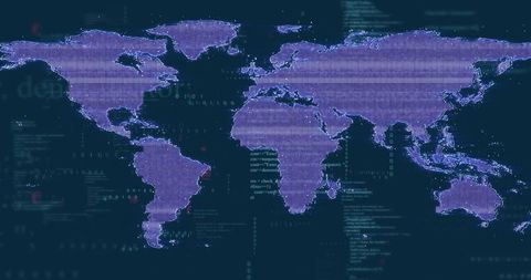 Global Cyber Data Map Visualizing Real-Time Threats, Analytics and Network Activity