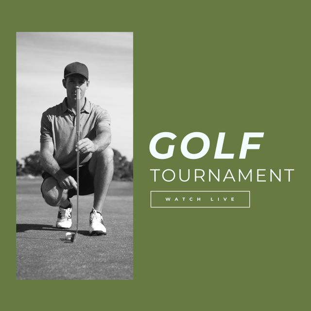 Golf Tournament Advertisement with Golfer - Download Free Stock Templates Pikwizard.com