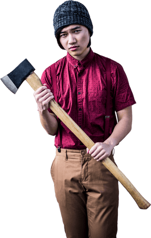 serious man holding axe on transparent background - Download Free Stock Videos Pikwizard.com