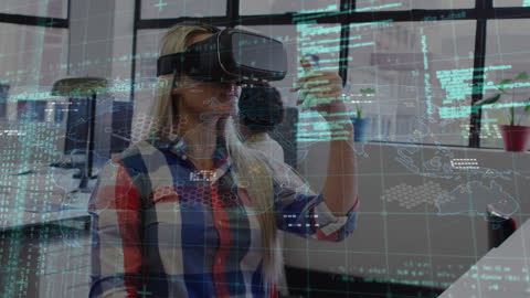Businesswoman Using Virtual Reality for Data Visualization