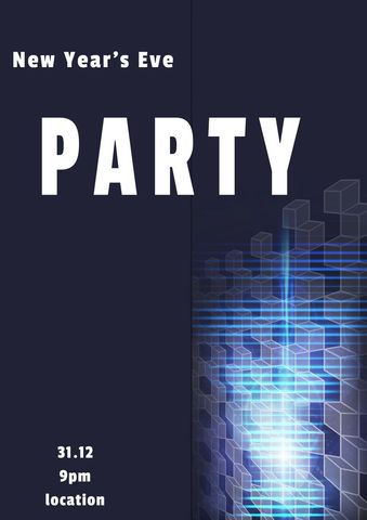 Neon Geometric New Year's Eve Party Invitation - Download Free Stock Templates Pikwizard.com