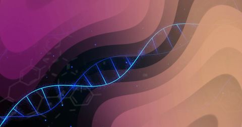 DNA Strand over Colorful Abstract Waves with Molecular Background - Download Free Stock Images Pikwizard.com