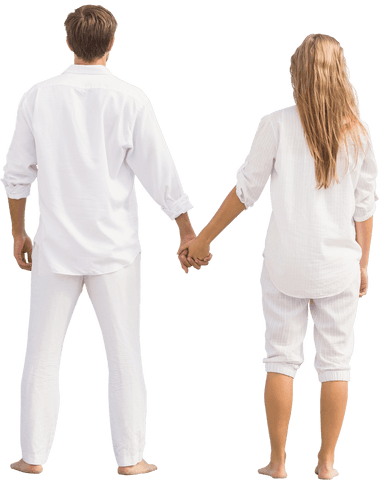 Transparent Image of Caucasian Couple Holding Hands Viewed from Behind