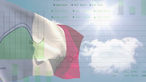 French Flag and Data Charts Illustrate Business Growth