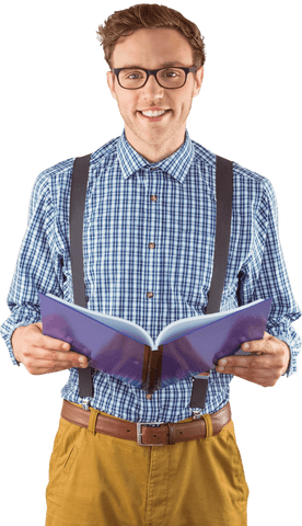 Transparent Image of Hipster Student Holding Book with Smile - Download Free Stock Videos Pikwizard.com