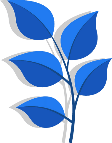 Stylish blue leaves vector art on transparent background
