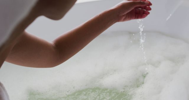 Partial View of Woman Enjoying Relaxing Bubble Bath - Download Free Stock Images Pikwizard.com