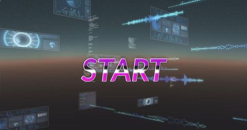 digital interface with start command and graphical ui elements - Download Free Stock Images Pikwizard.com