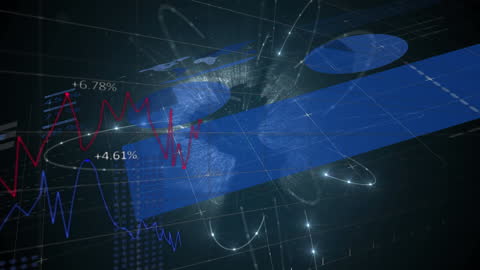 Spinning Globe with Data Visuals and Graph Analysis