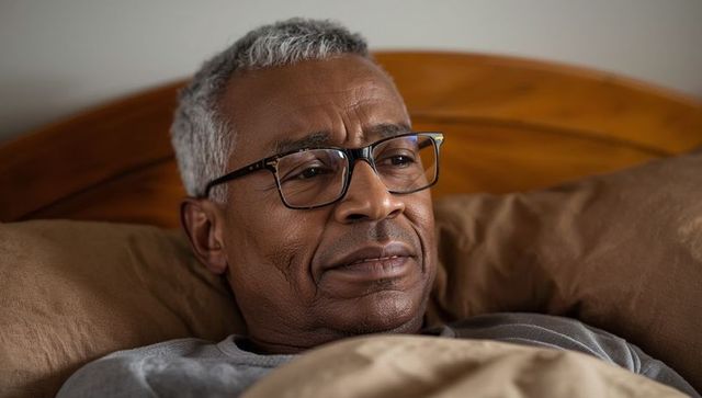 Contemplative Elderly Man Relaxing in Cozy Bedroom Setting