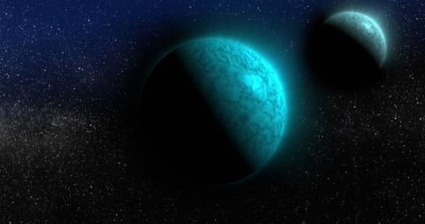 Green Orbiting Planets in Vast Navy Space - Download Free Stock Images Pikwizard.com
