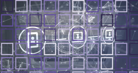 Digital Network Connections Animation with Abstract Icons