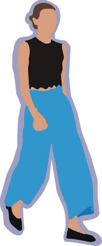 Minimalist Vector Art of Woman in Fashionable Outfit over Transparent Background
