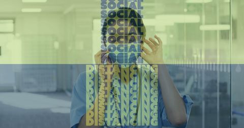 Healthcare Worker Wearing Mask with Social Distancing Message Overlay - Download Free Stock Images Pikwizard.com