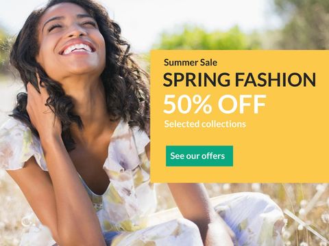 Joyful woman celebrating summer fashion offer outdoors