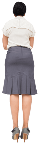 Back View of Businesswoman on Transparent Background with Business Attire