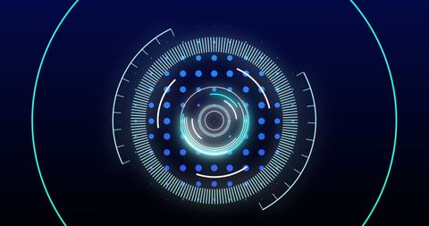 Futuristic Digital Neon Scanner Interface in Blue Theme