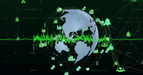 Global Digital Business Interface with Media Icons