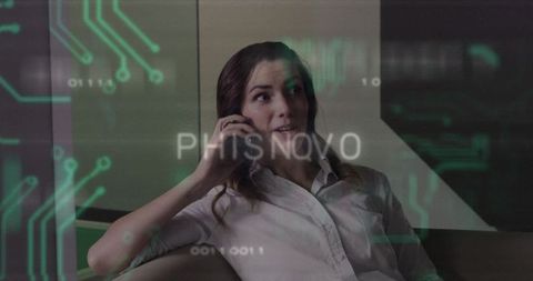 Businesswoman Innovating with Future Technology Holograms