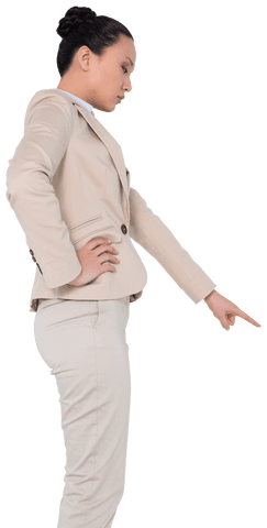 Transparent Asian Businesswoman Pointing Finger Determinedly