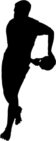 Transparent rugby player running image with ball