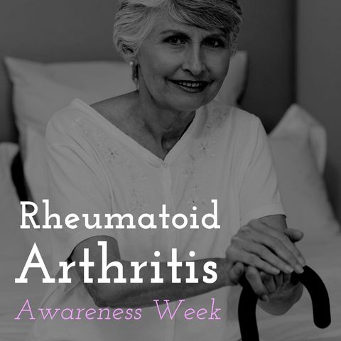 Senior woman with walking cane for arthritis awareness