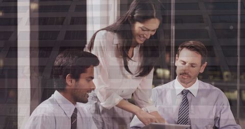 Collaborative Business Meeting with Digital Data Analysis Overlay