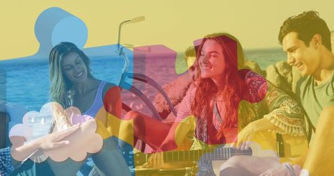 Colorful Puzzle Pieces Highlight Autism Awareness at Beach Gathering