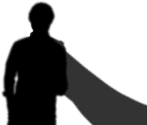 Businessman silhouette in cape on transparent background