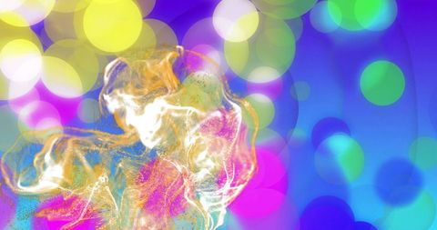 Vibrant abstract fluid with glowing bokeh background
