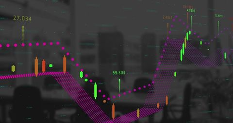 Financial Charts with Data Streams Overtones in Office - Download Free Stock Images Pikwizard.com