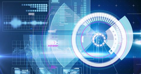 High-tech digital interface visualizing data processes