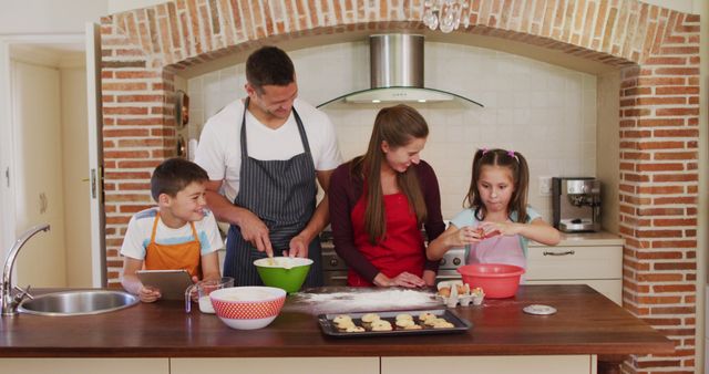 Family Baking in Modern Kitchen Together Creating Homemade Cookies - Download Free Stock Images Pikwizard.com