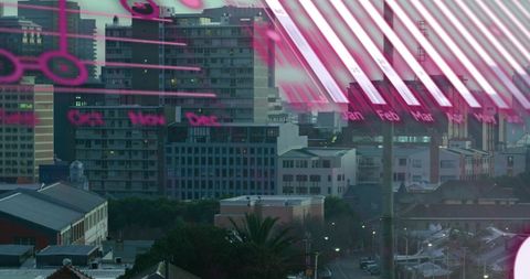 Cityscape with Data Overlay Reflecting Technology and Business Insights - Download Free Stock Images Pikwizard.com