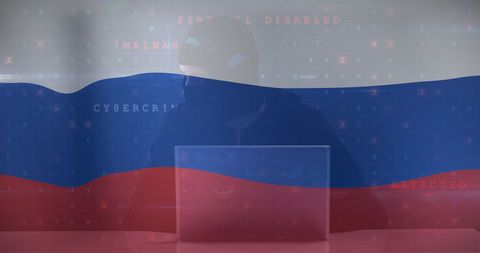 Cybercrime Threat Overlays on Russian Flag - Download Free Stock Images Pikwizard.com