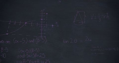 Pink Chalk Mathematical Equations on Blackboard - Download Free Stock Images Pikwizard.com