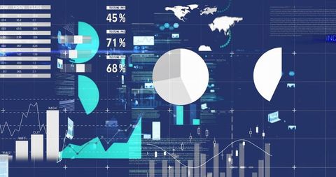 Data Visualization Interfaces on Digital Blue Background - Download Free Stock Images Pikwizard.com