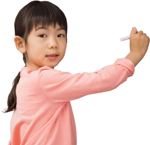 asian schoolgirl writing with chalk on transparent background - Download Free Stock Videos Pikwizard.com