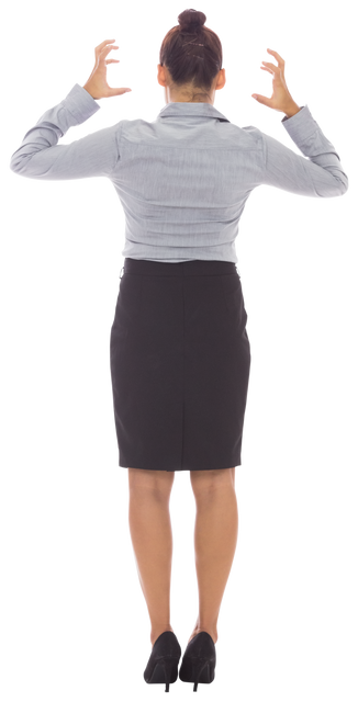 Transparent Back View of Angry Biracial Businesswoman with Hands Up - Download Free Stock Videos Pikwizard.com