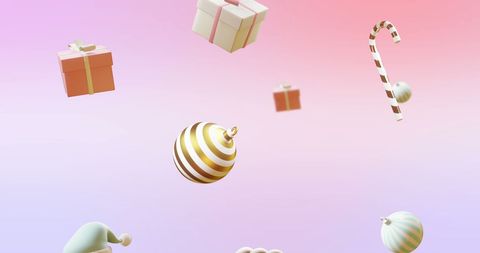 Floating Christmas Elements on Gradient Background