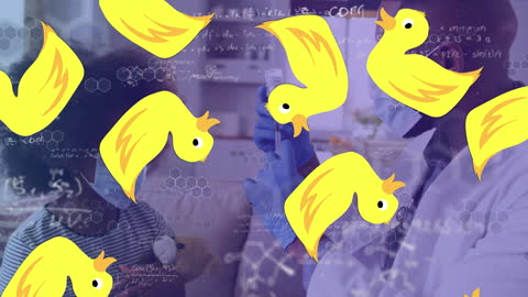 Animated Ducks and Math Equations Over Doctor and Patient