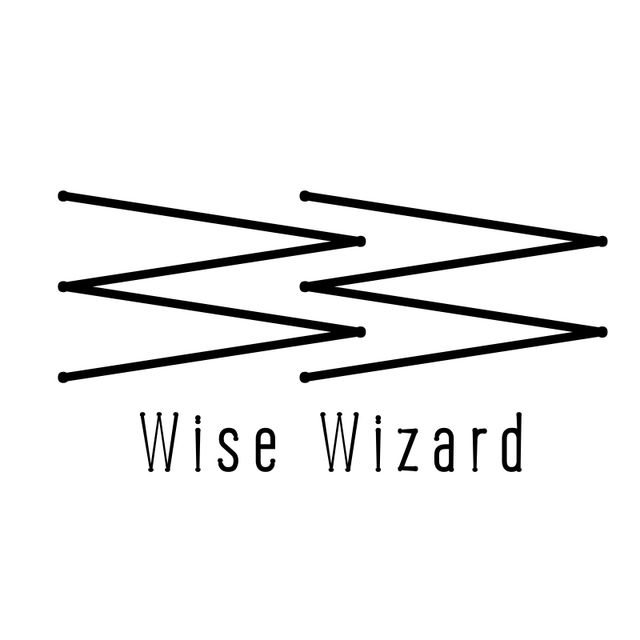 Creative logo representing strategic thinking and intelligence with zigzag lines and 'Wise Wizard' text. Ideal for branding and business use, especially for companies focused on innovation, strategy, and problem-solving. Suitable for use on websites, business cards, and marketing materials.