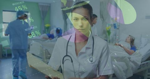 Doctor with Digital Data Interface in Hospital Setting