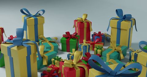 Multicolored Christmas Gift Boxes with Festive Ribbons - Download Free Stock Images Pikwizard.com
