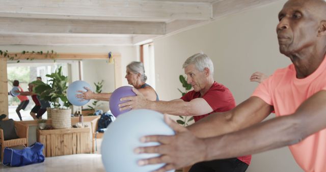 Senior Adults Doing Fitness Ball Workout in Group Class - Download Free Stock Images Pikwizard.com