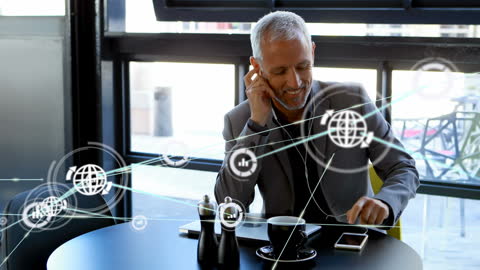 Businessman Engaging with Global Digital Interface