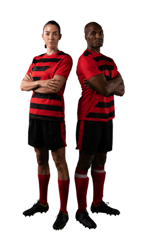 Diverse Soccer Players on Transparent Background