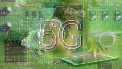 Future Tech: Girl Engaged with Digital Writing and 5G Connectivity