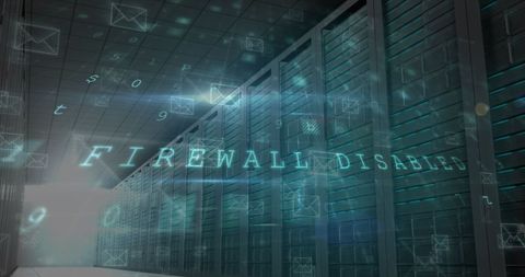 Cyber Attack Warning with Firewall Disabled in Server Room - Download Free Stock Images Pikwizard.com